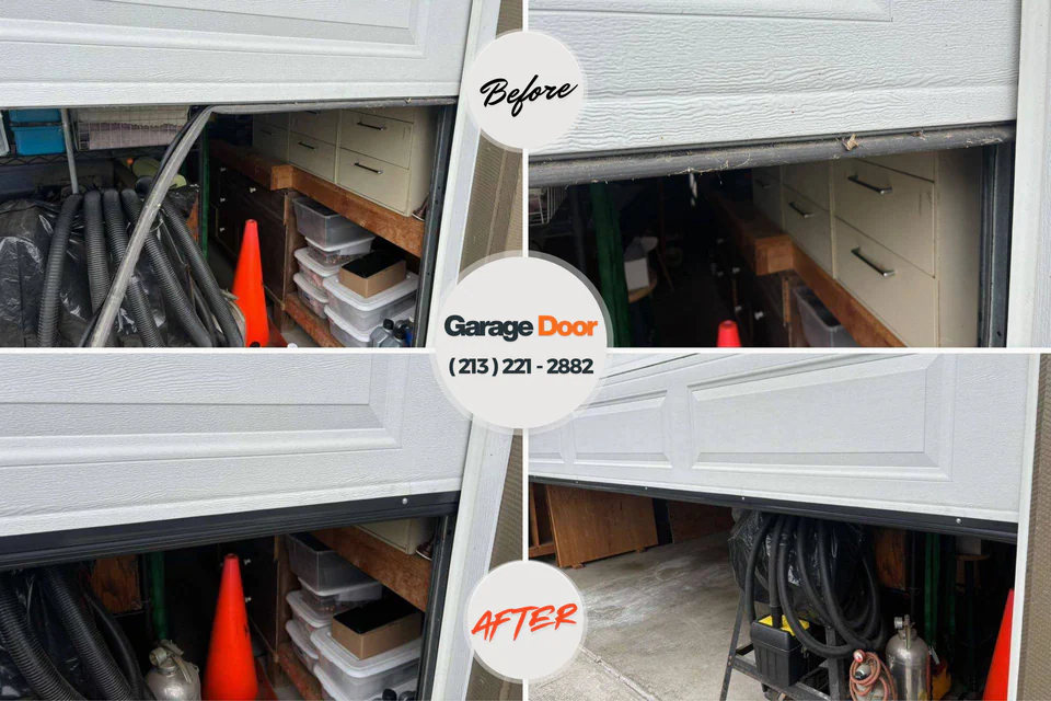 Before and after: garage door repair Mooreville, MS